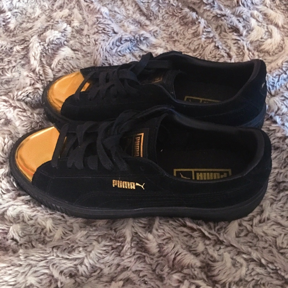 Black and Gold Puma Shoes